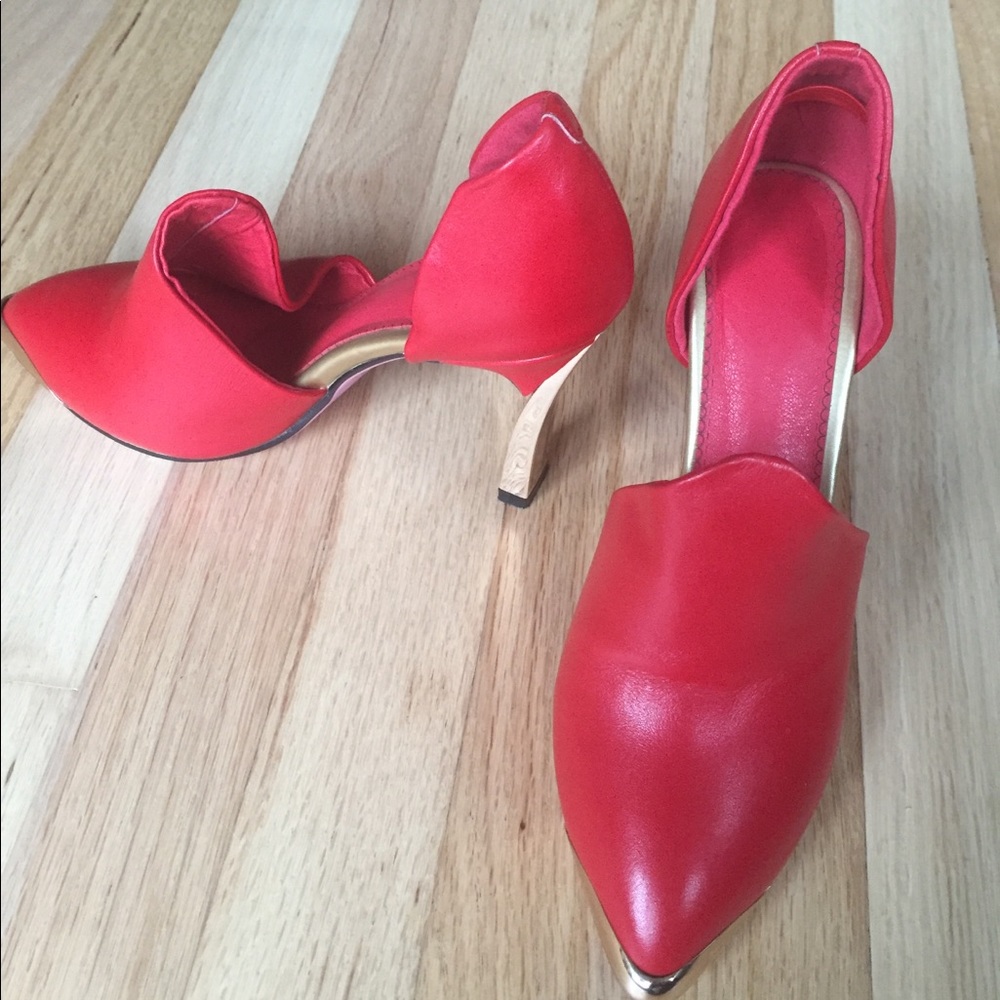 Velo Cuoio Lipstick Red Leather Mule Heel